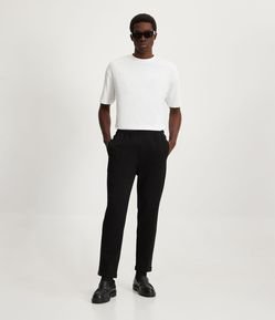 Calça Jogger em Sarja com Cós Elástico e Barra Dobrada