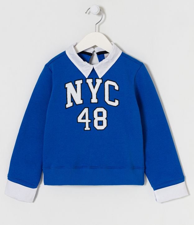 Blusão Infantil em Cotton com Bordado Atoalhado NYC 48 - Tam 5 a 14 Anos