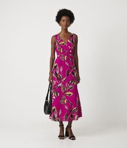 Vestido New Midi em Viscose com Estampa Floral