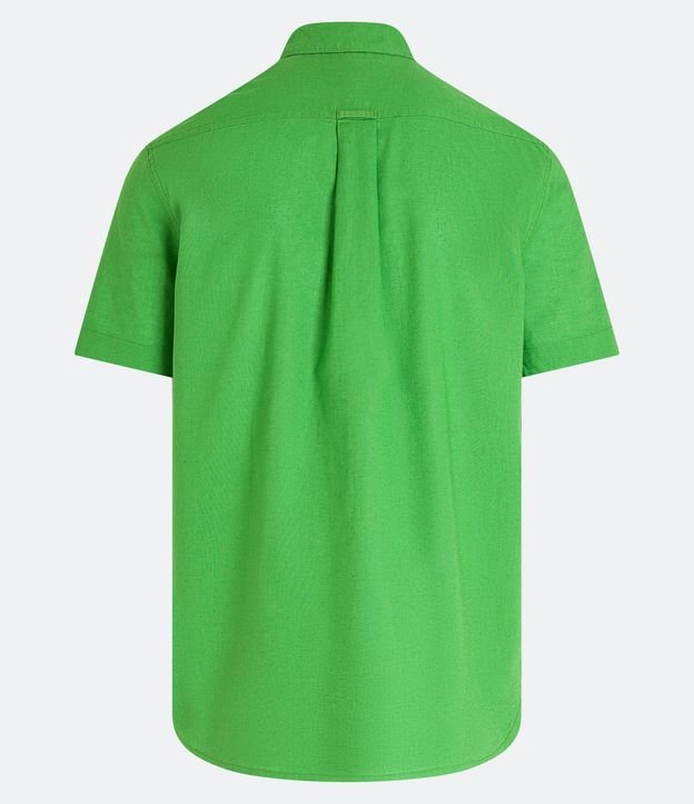 Camisa Comfort Básica em Linho com Manga Curta Verde 8