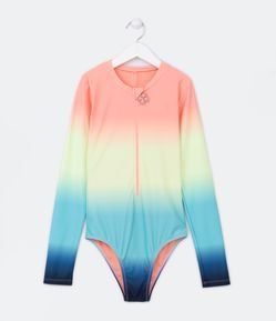 Maiô Infantil com Estampa Degradê e Zíper - Tam 5 a 14 Anos