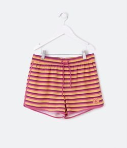Short Runner Infantil em Microfibra com Listras Coloridas e Patch Aplicado - Tam 5 a 14 Anos