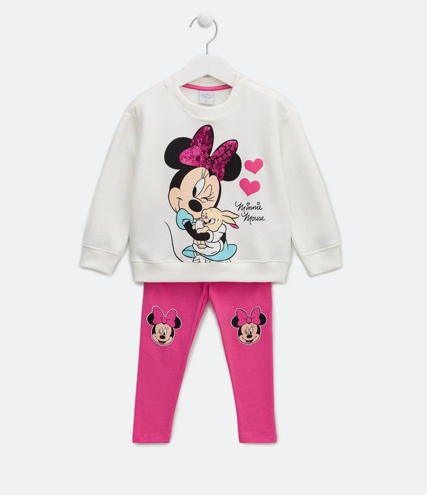 Conjunto Infantil com Estampa Minni e Coelhinho - Tam 2 a 6 Anos