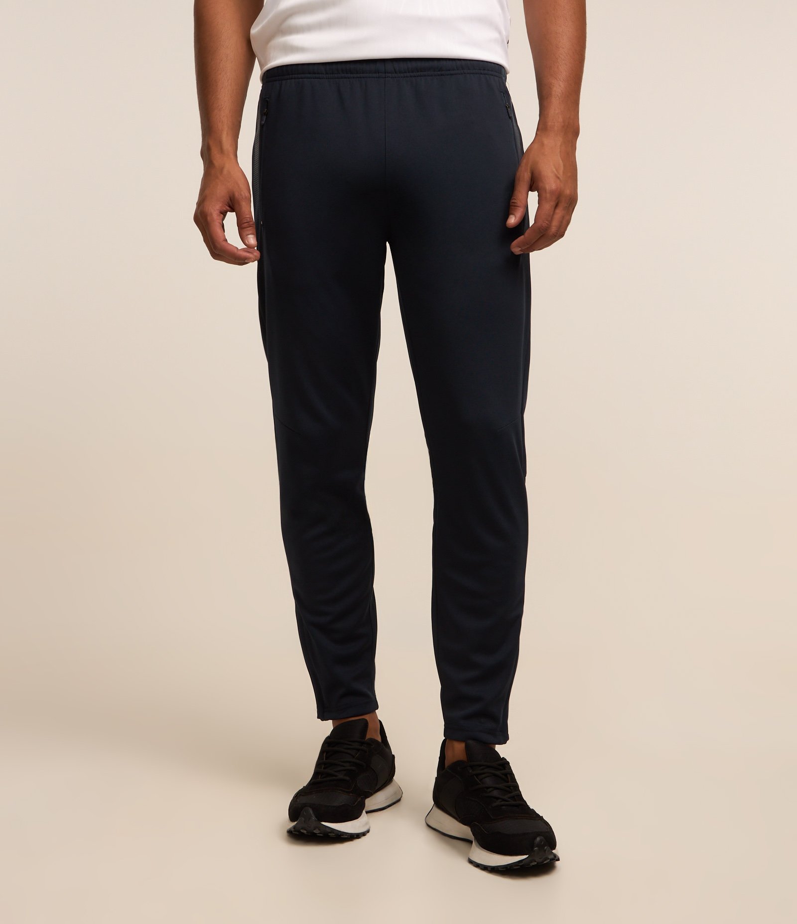 Calça Esportiva com Faixa Laterais e Zíper na Barra Azul Escuro 2