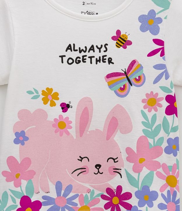 Blusa Infantil Canelada com Babados e Estampa de Frutinhas - Tam 1 a 5 Anos  Branco Neve