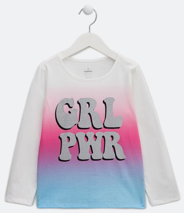 Blusa Infantil em Meia Malha com Estampa Dip Dye e Escrito - Tam 5 a 14 anos