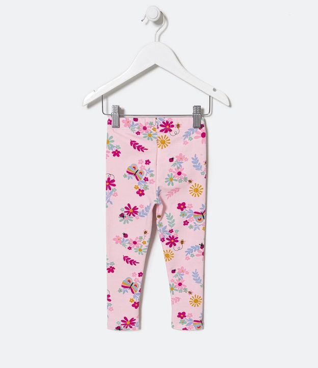 Pantalón Legging Infantil Estampado Floral - Talle 1 a 5 años Rosado 2