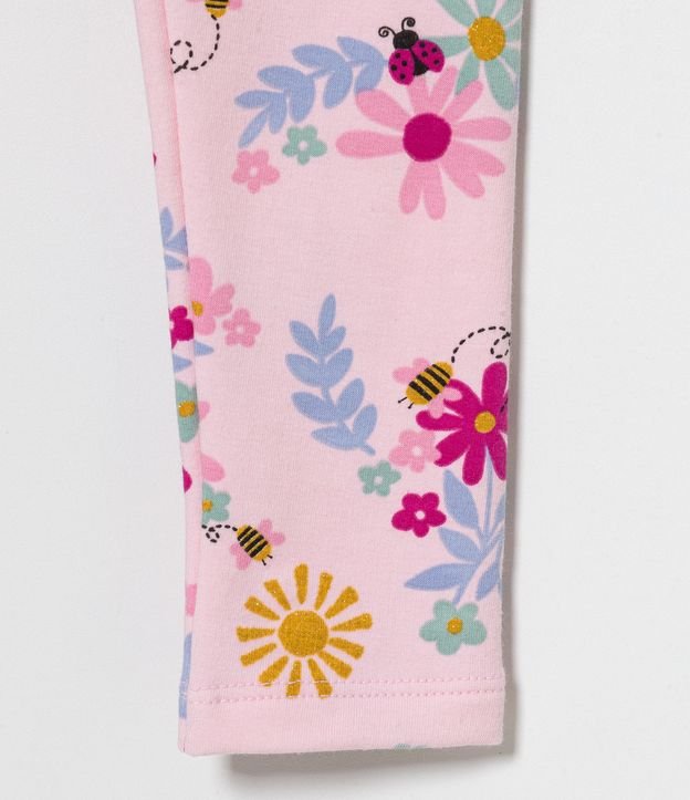Pantalón Legging Infantil Estampado Floral - Talle 1 a 5 años Rosado 3