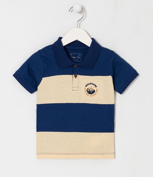 Polo Infantil com Recortes e Bordado no Peito - Tam 1 a 5 Anos
