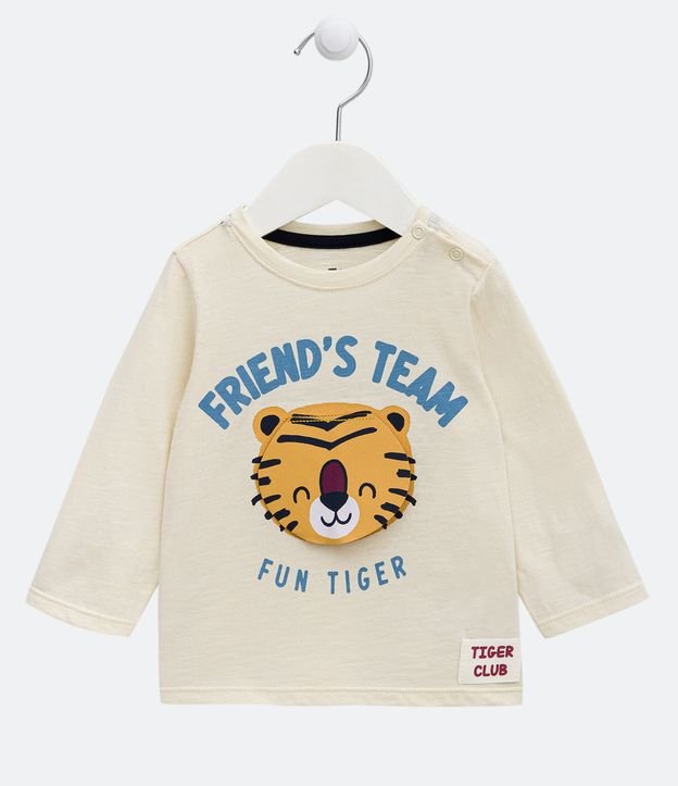 Camiseta Infantil Estampa Tigrinho Interativo - Tam 03 a 18 meses