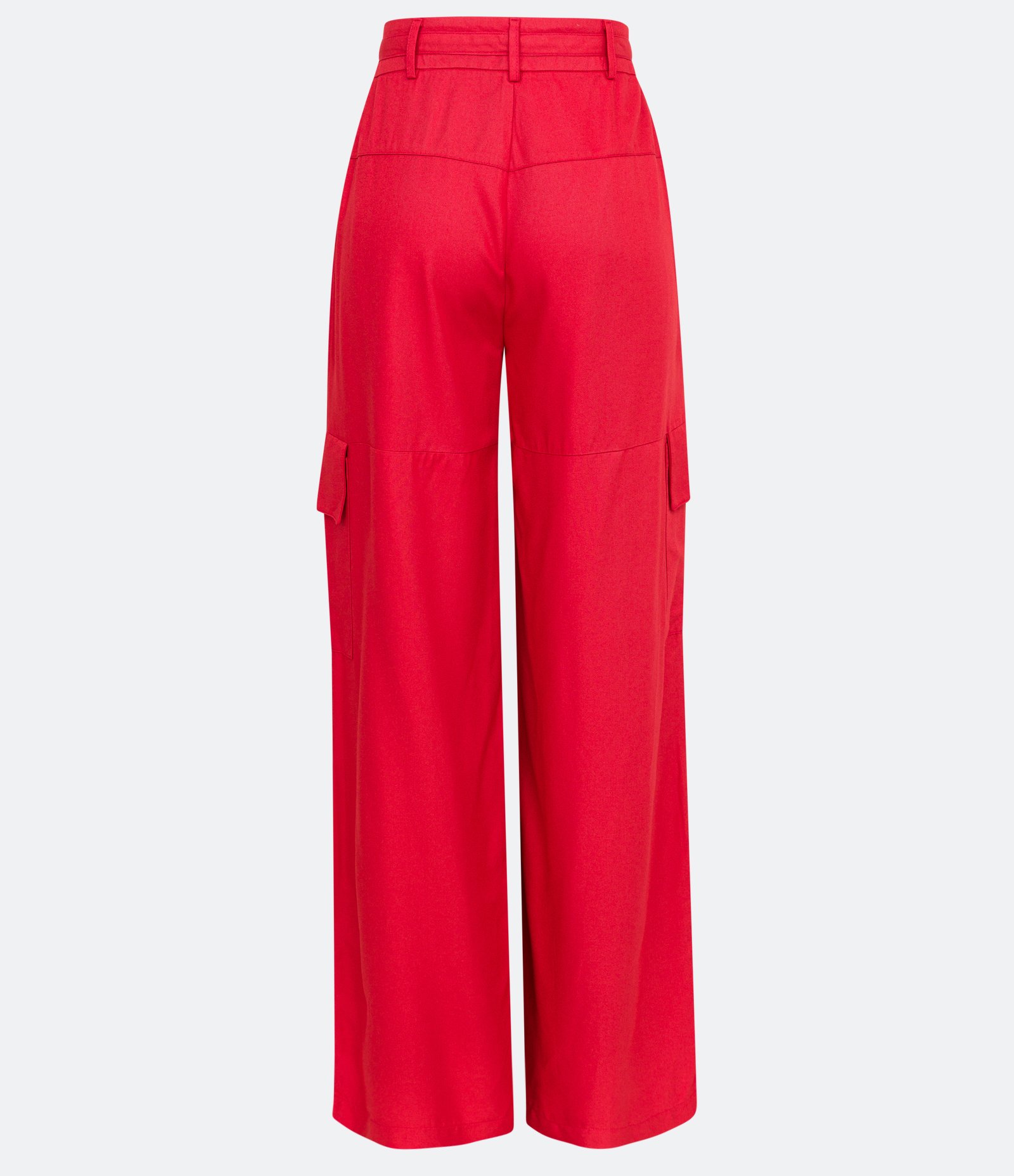 Calça Cargo em Viscose com Bolso Grande Lateral e Amarração Vermelho 6