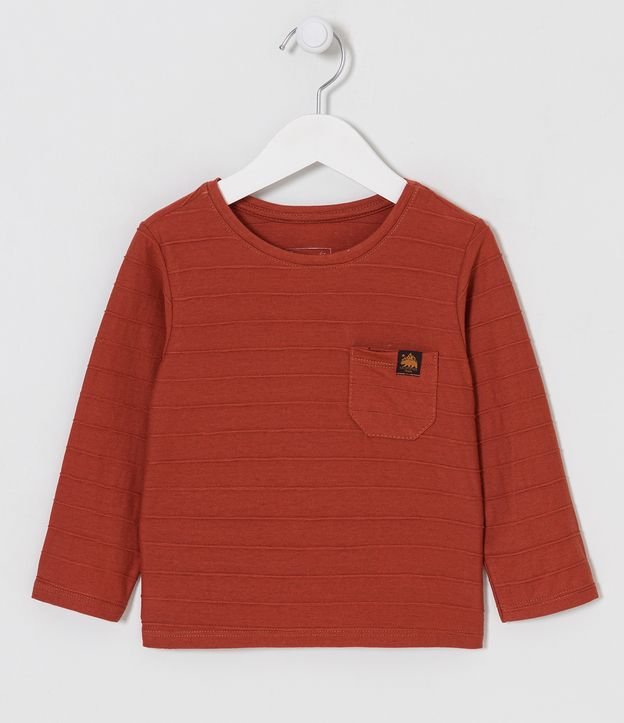 Camiseta Infantil Básica Maquinetada e com Bolsinho - Tam 1 a 5
