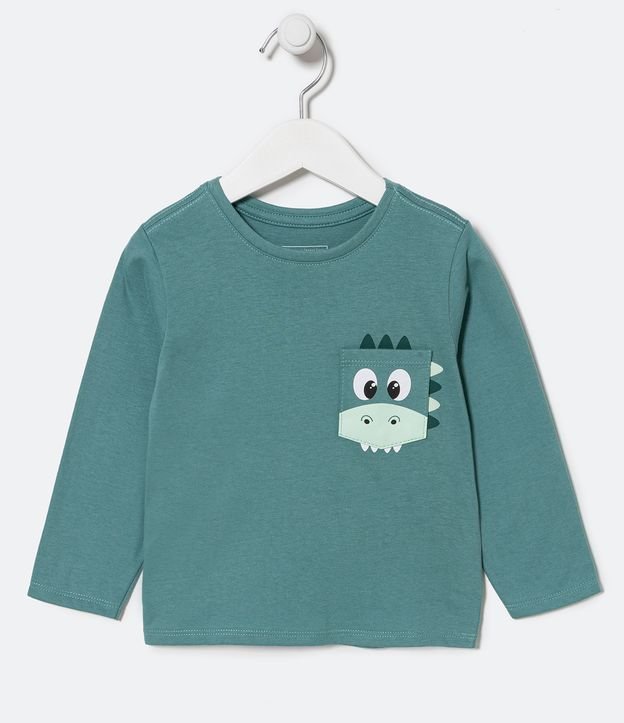 Camiseta Infantil com Estampa Interativa no Bolsinho - Tam 1 a 5 Anos