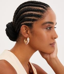 Brinco Argola Tripla com Detalhe