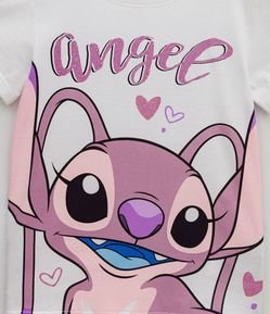 Blusa T-shirt Infantil com Estampa Stitch e Angel - Tam 5 a 14