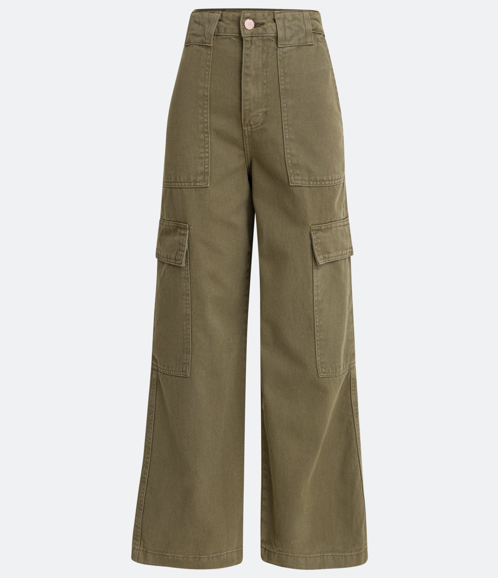 Calça Wide Leg em Sarja com Passantes Diferenciados e Bolsos Cargo 5