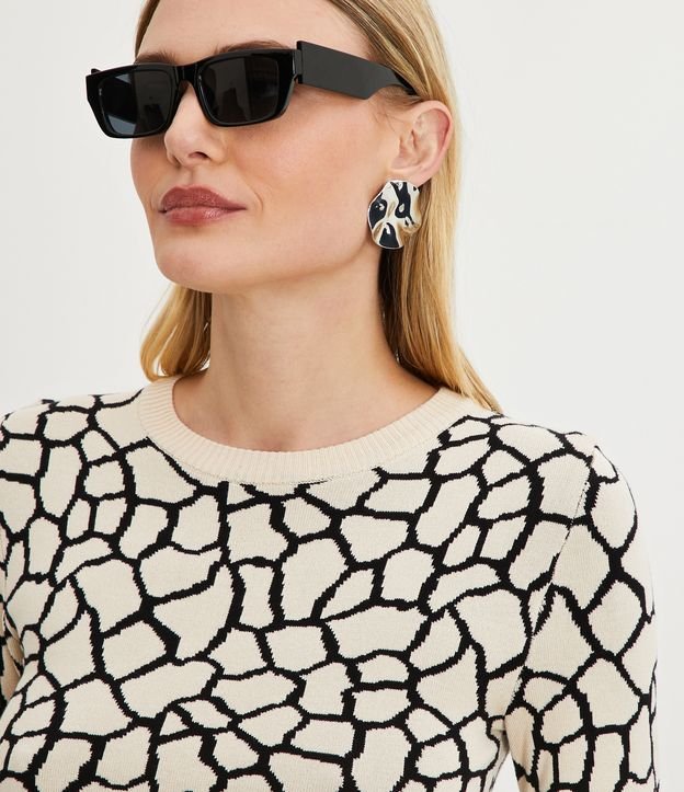 Blusa de Punto con Manga 3/4 y Estampa Animal Print Jirafa Negro 4