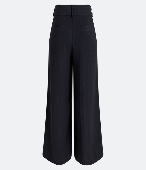 Pantalón Pantalona en Crepé con Cinturón de Hebilla Metálica Negro 2