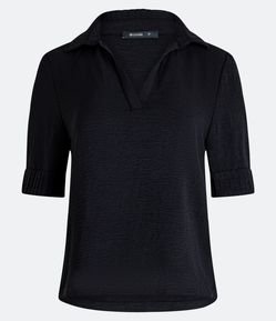 Blusa Manga Curta Airflow com Colarinho Texturizado