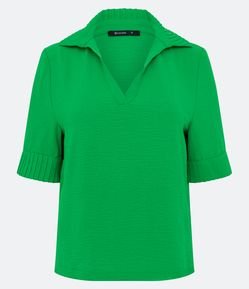 Blusa Manga Curta Airflow com Colarinho Texturizado