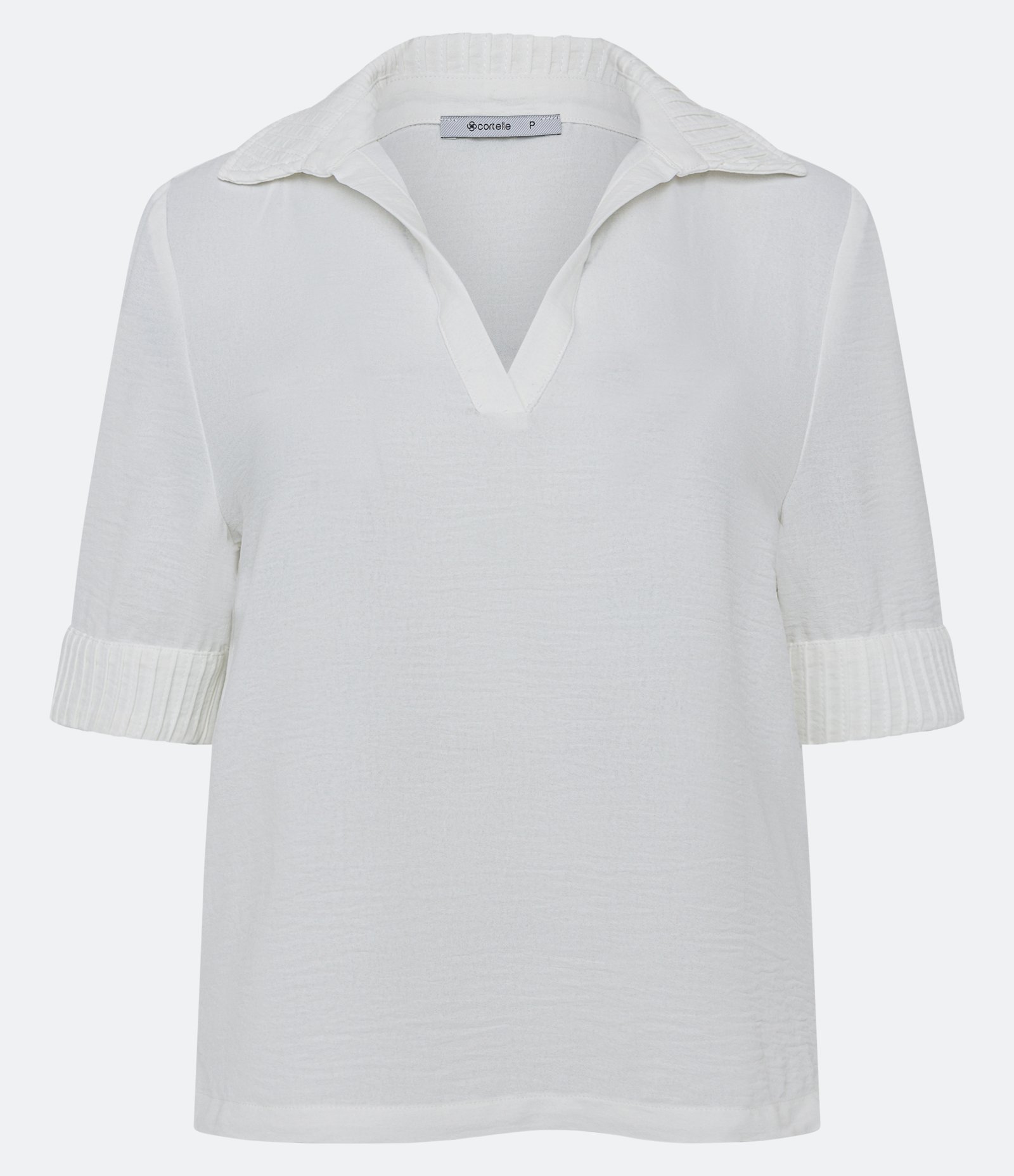 Blusa Manga Curta Airflow com Colarinho Texturizado Off White 1