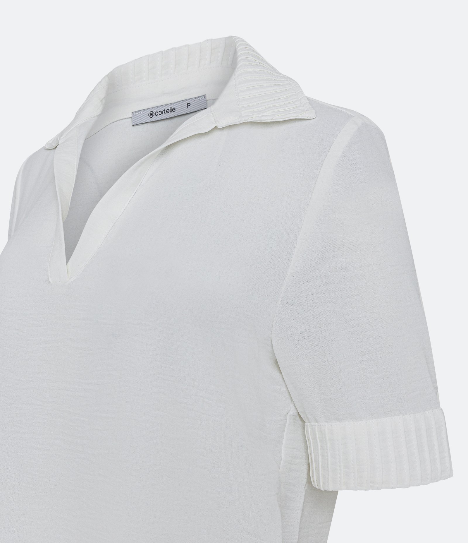 Blusa Manga Curta Airflow com Colarinho Texturizado Off White 2