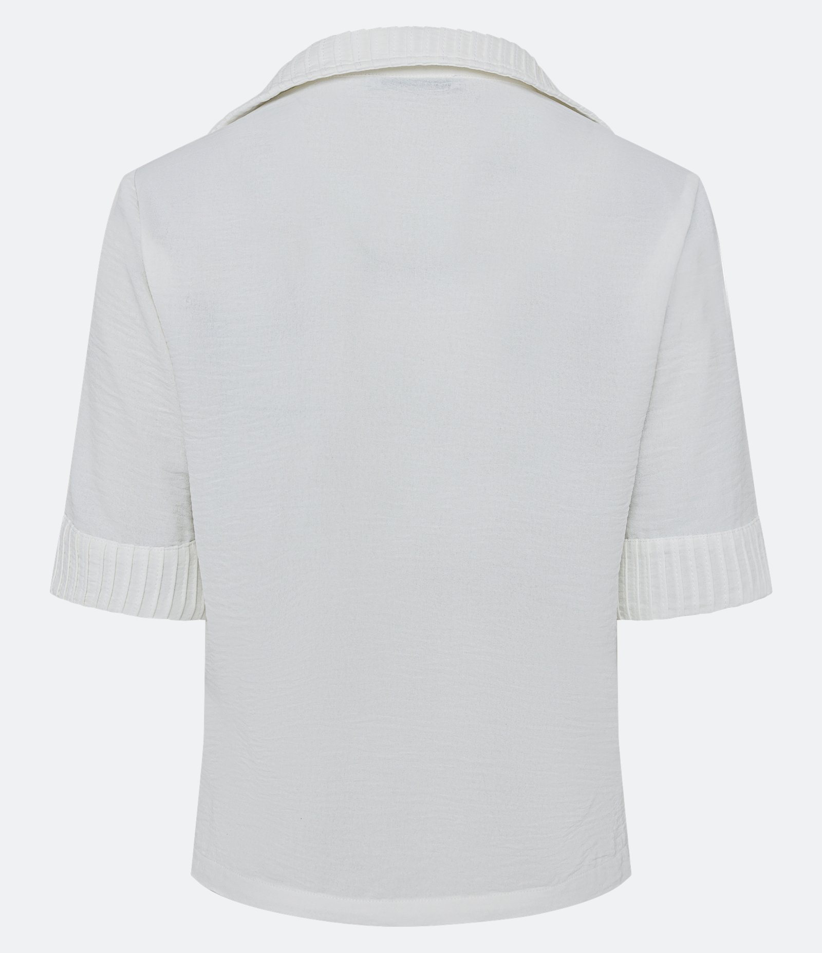 Blusa Manga Curta Airflow com Colarinho Texturizado Off White 3