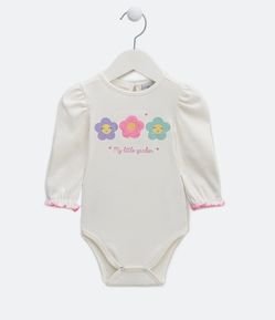 Body Infantil com Estampa de Flores - Tam 0 a 18 meses