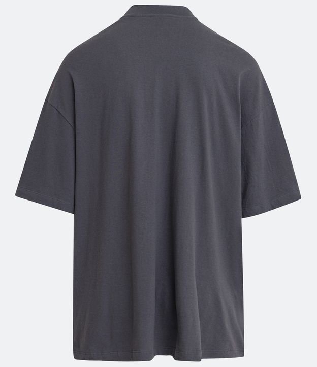 Camiseta Oversized em Algodão com Bordado Stronger na Gola Cinza Escuro 6