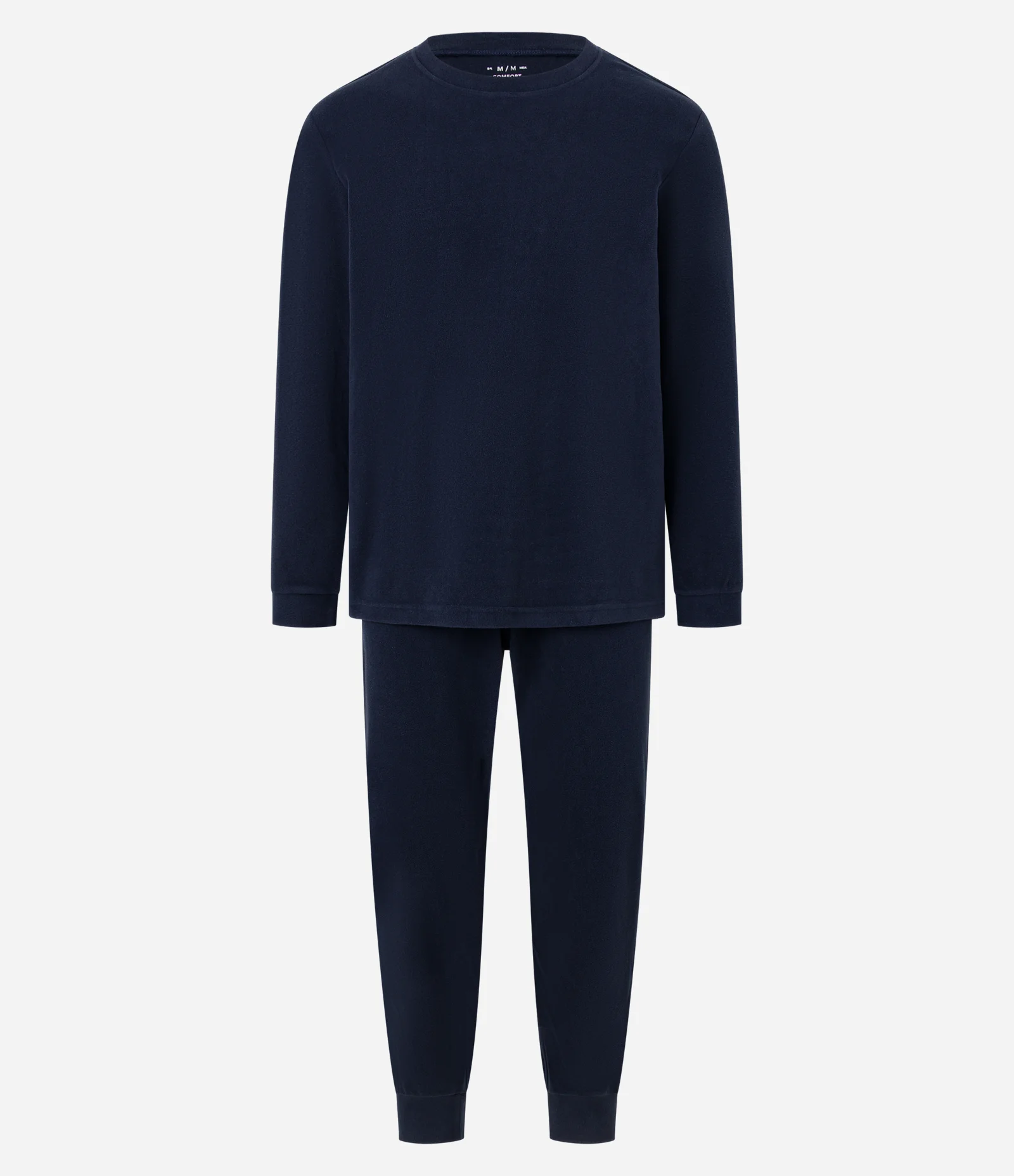 Pijama Longo em Fleece com Textura e Manga Longa Azul Escuro 1