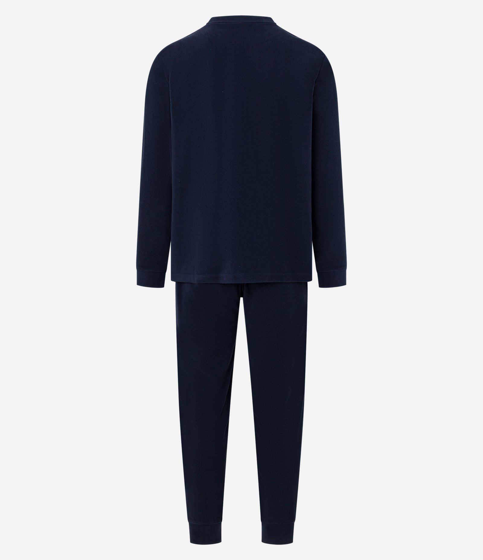 Pijama Longo em Fleece com Textura e Manga Longa Azul Escuro 3