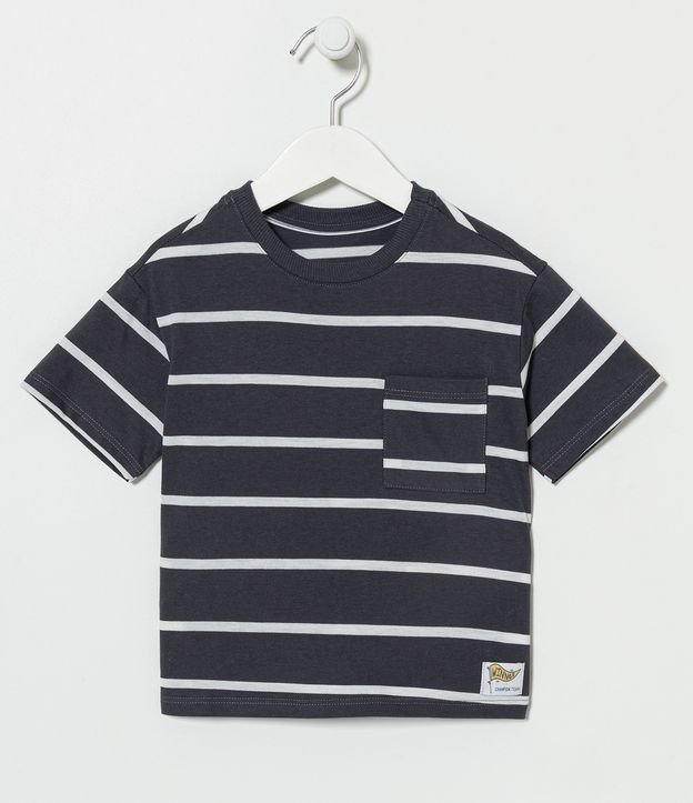 Camiseta Infantil Manga Curta em Algodão com Estampa Listrada - Tam 1 a 5 Anos