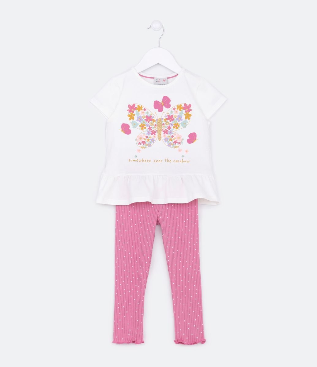 Blusa Infantil Canelada com Babados e Estampa de Frutinhas - Tam 1 a 5 Anos  Branco Neve