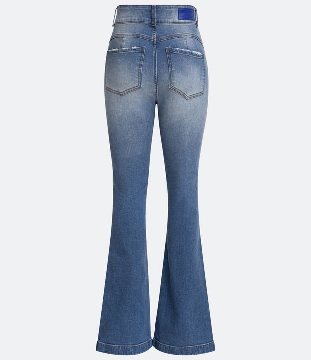 Calça Bootcut Jeans com Detalhe na Barra Azul 7