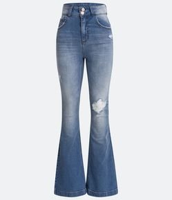 Calça Bootcut Jeans com Detalhe na Barra
