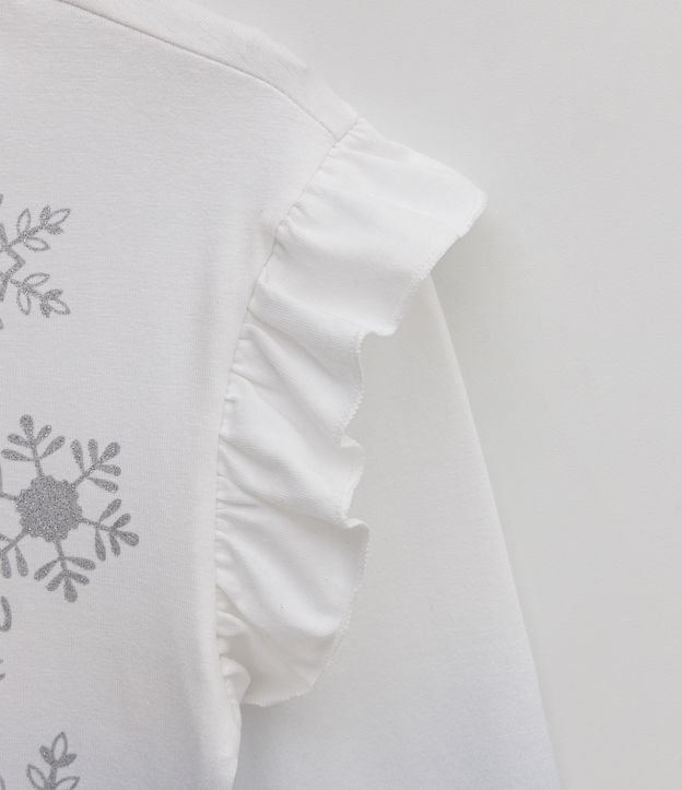 Blusa Infantil con Volados en los Hombros y Estampado Elsa - Talle 2 a 8 años Blanco/Azul 4