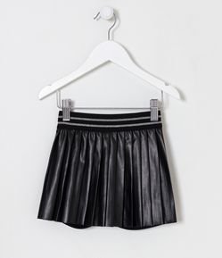Short Saia Infantil Plissada e Listras em Glitter - Tam 1 a 5 Anos