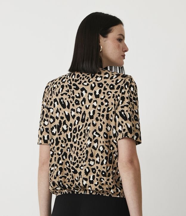 Blusa en Viscolycra con Hombrera y Estampado Animal Print Jaguar Beige 3