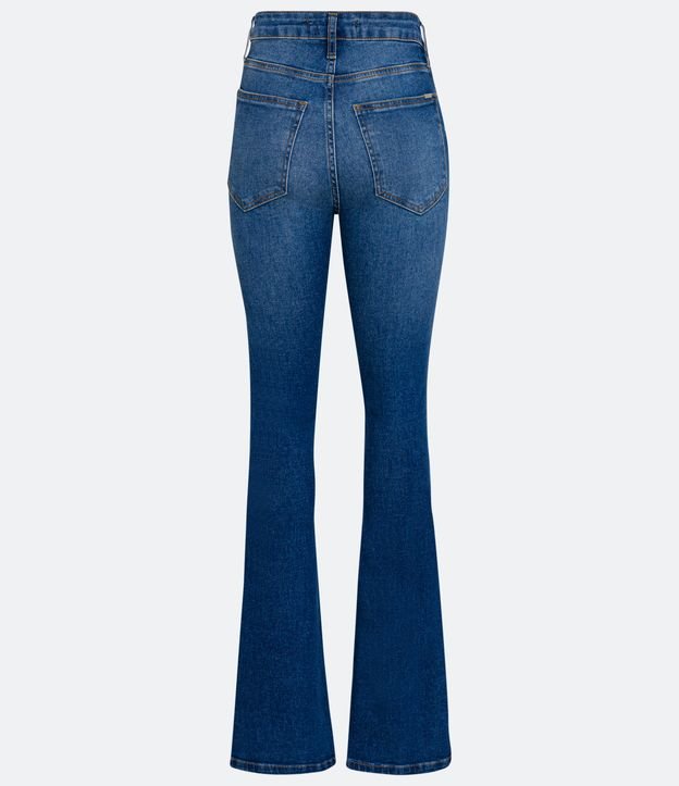 Pantalón Flare Cintura Alta en Jeans con Bolsillo Azul 6