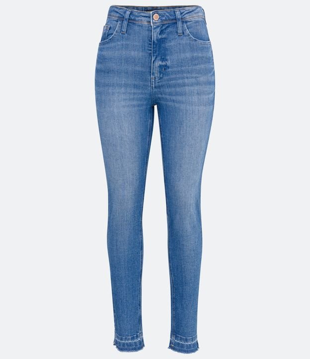Pantalón Skinny Jeans con Elastano y Barra Deshilachada Azul 5
