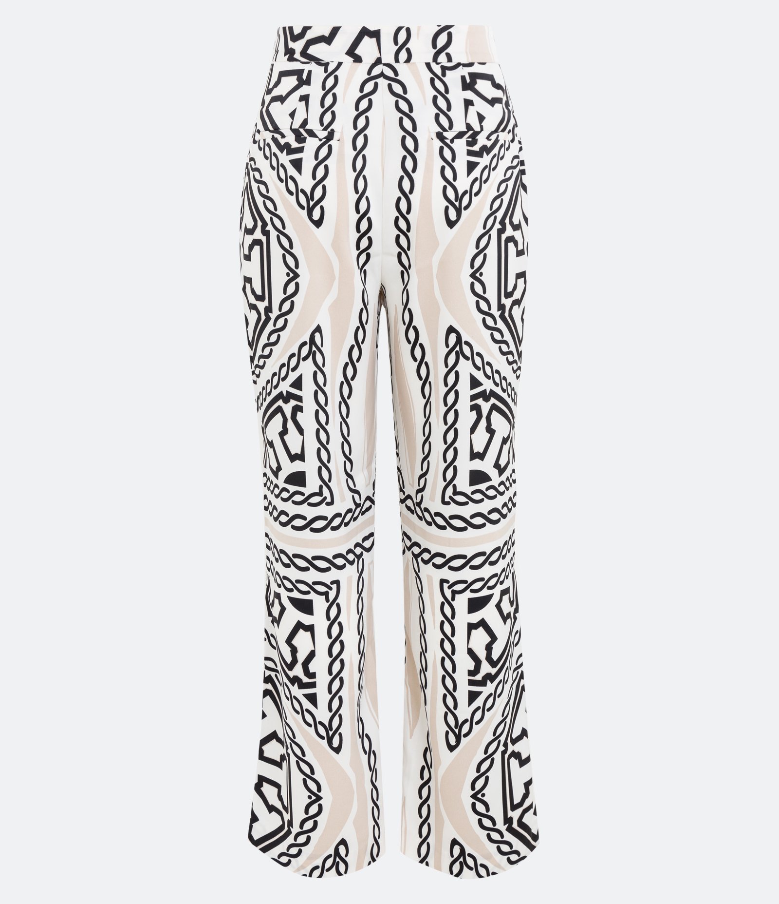 Calça Reta em Cetim com Cós Transpassado e Estampa de Correntes Off White 7