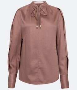 Blusa em Viscose com Pregas nas Mangas e Amarração