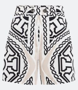 Short em Cetim com Cós Transpassado e Estampa de Correntes