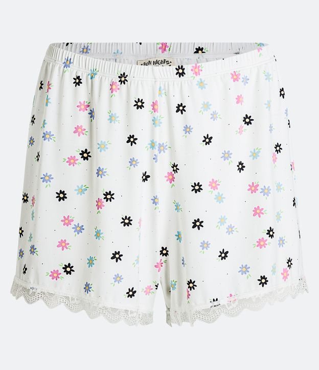 Pijama Short Doll Alcinha em Poliamida com Estampa Floral Preto/ Branco 7
