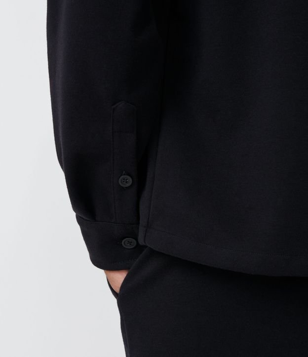 Camisa Overshirt en Algodón con Bolsillos Delanteros Negro 5