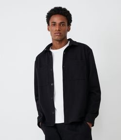 Camisa Overshirt em Algodão com Bolsos Frontais