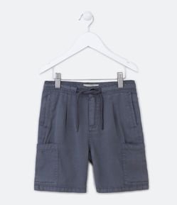 Bermuda Infantil em Liocel com Efeito Lavado e Bolsos Laterais - Tam 5 a 14 Anos