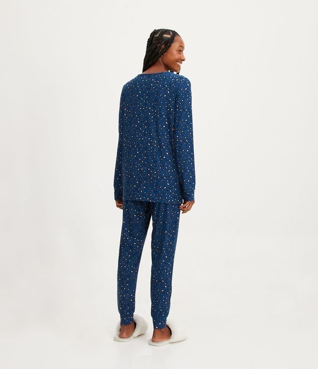 Pijama Largo con Tacto Suave y Estampa Animal Print Azul 2