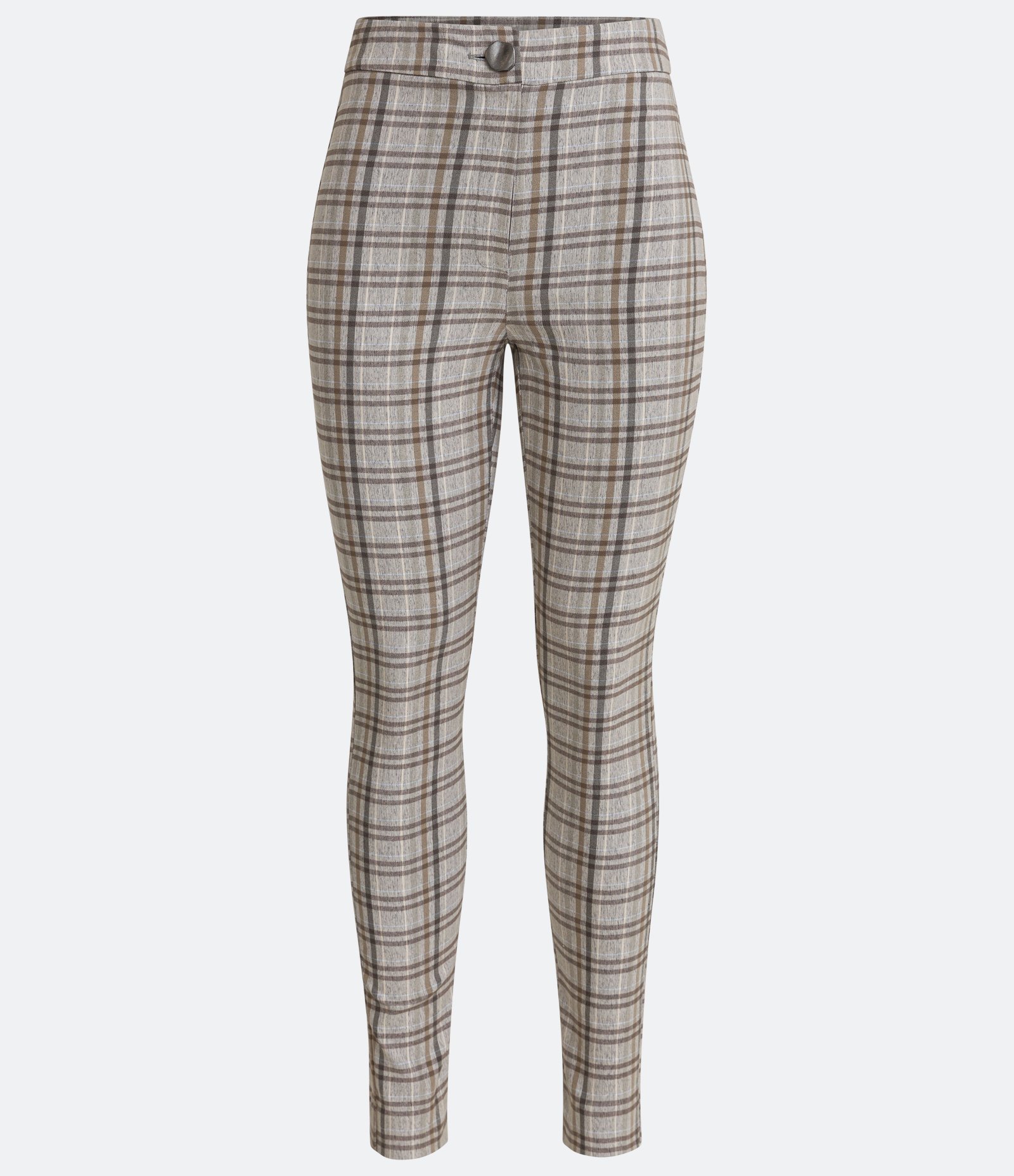 Calça Legging em Viscose com Estampa Xadrez Cinza 1