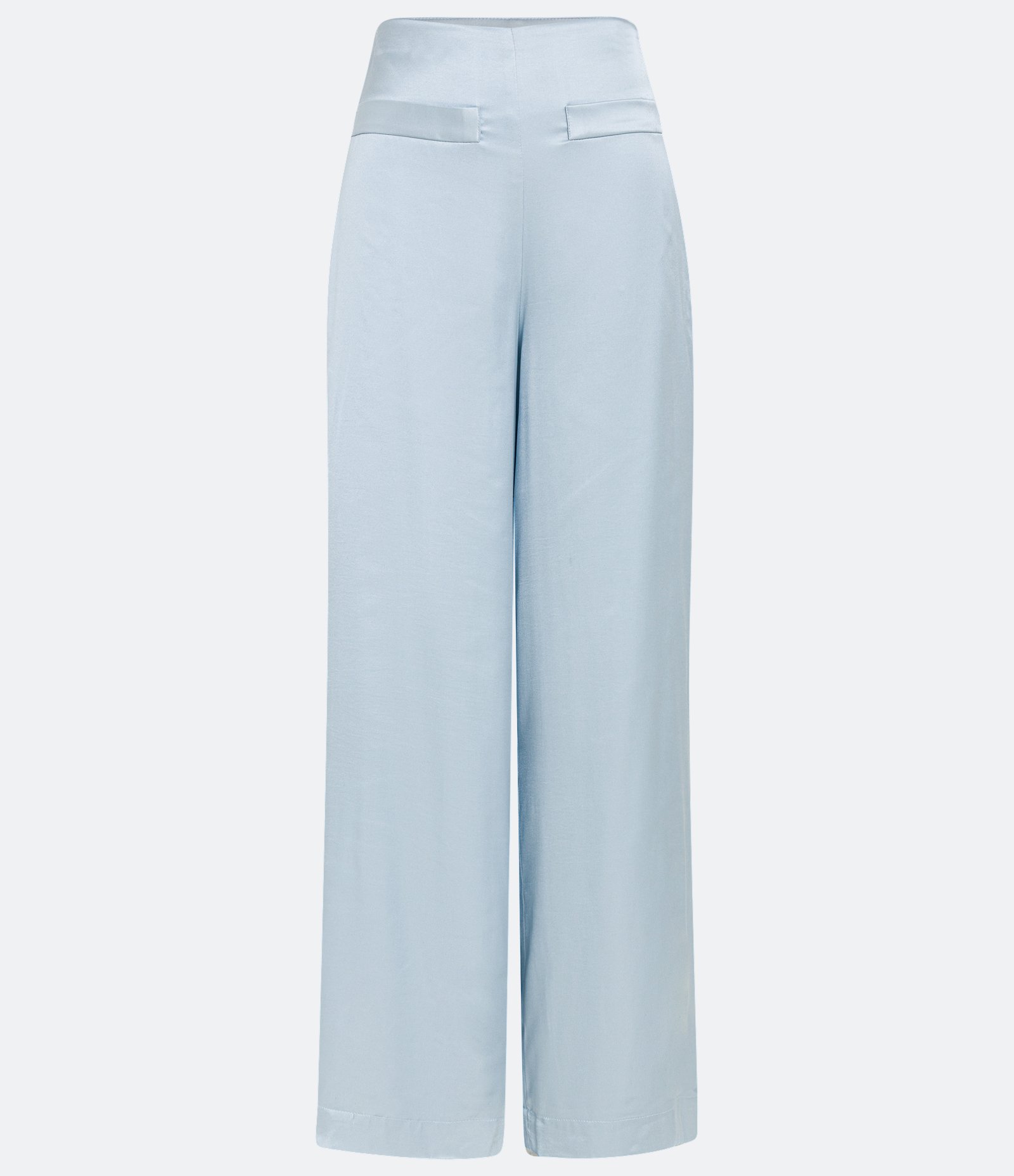 Calça Reta em Cetim com Cintura Alta Azul 5